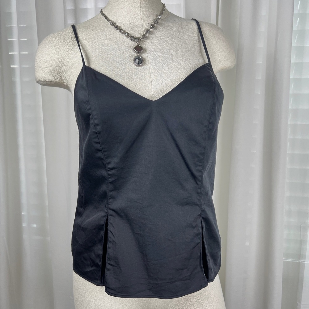 Elizabeth and James Black Camisole Cami Top Smocked Back Size‎ S chic poplin